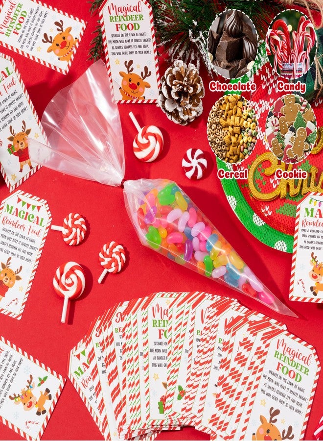 CPicdn 100 Set Christmas Cellophane Treat Bags with Reindeer Gift Tags Twist Ties, Christmas Cone Shaped Party Favor Goodie Bags for Candy Cookies, Xmas Winter Holiday Party Supplies Favor Gifts - Image 4
